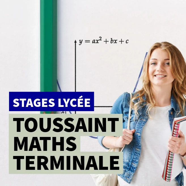 Élève de Terminale souriante avec cahier devant une équation quadratique – Stage intensif de mathématiques Toussaint à Paris