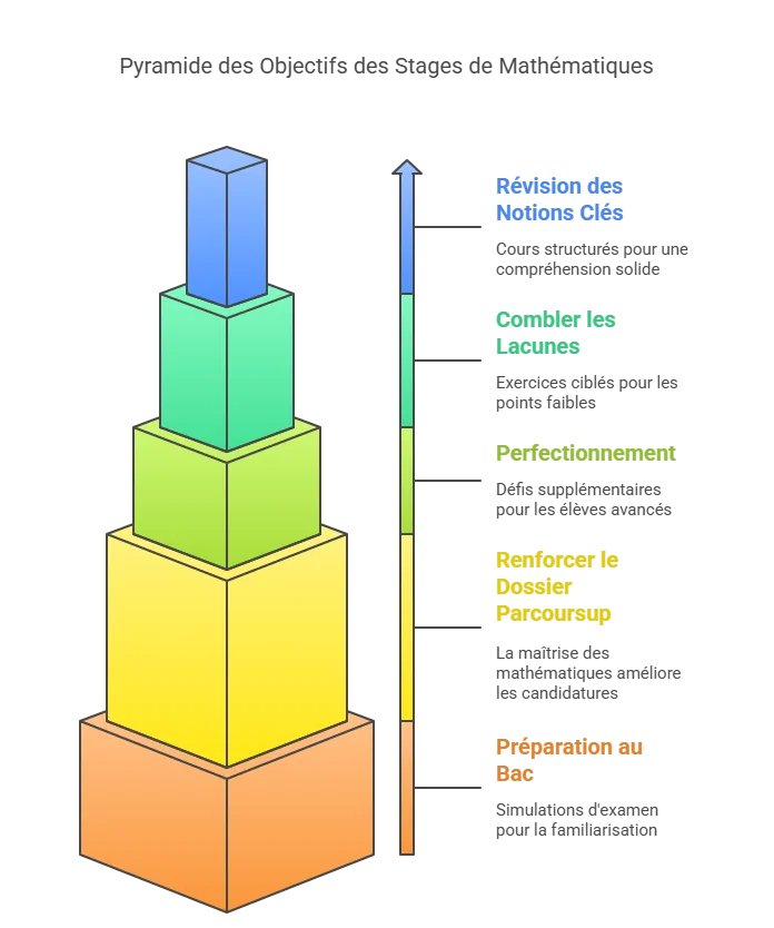Pyramide des objectifs pédagogiques des cours de mathématiques en Terminale chez Ipécom Paris