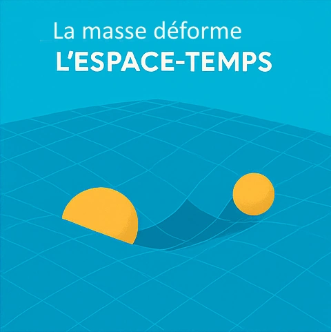 Schéma montrant la courbure de l’espace-temps créée par un objet massif