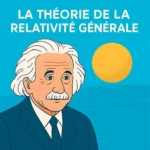 Illustration d’Albert Einstein et représentation schématique de la relativité générale