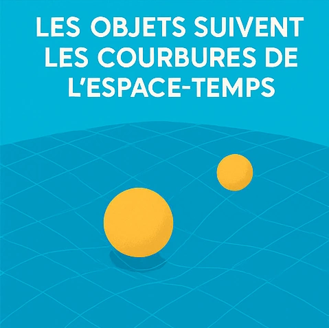 Schéma illustrant deux objets suivant les courbes de l’espace-temps