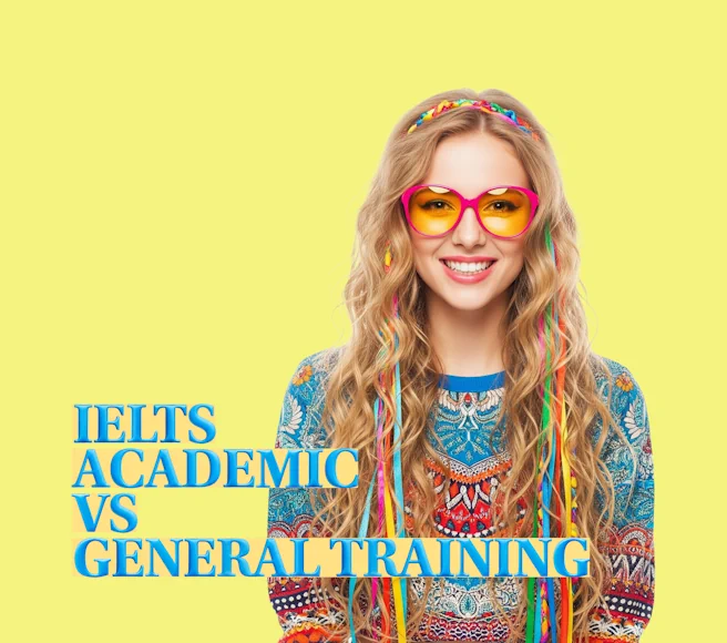 Jeune femme souriante en tenue colorée – Illustration IELTS Academic et General Training