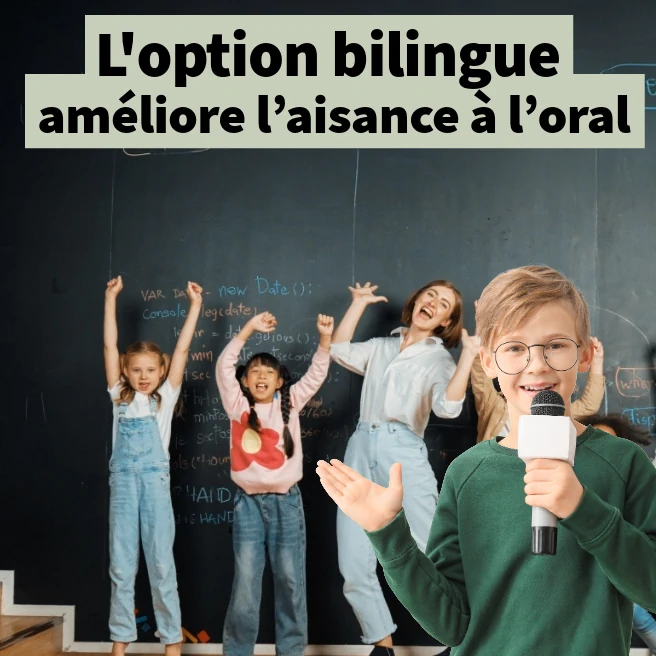 Élèves bilingues s’exerçant à parler en public au Collège Ipécom Paris