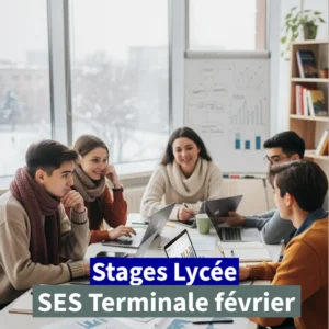 Stage SES Terminale février à Ipécom Paris : groupe d’élèves révisant les sciences économiques et sociales pendant les vacances d’hiver