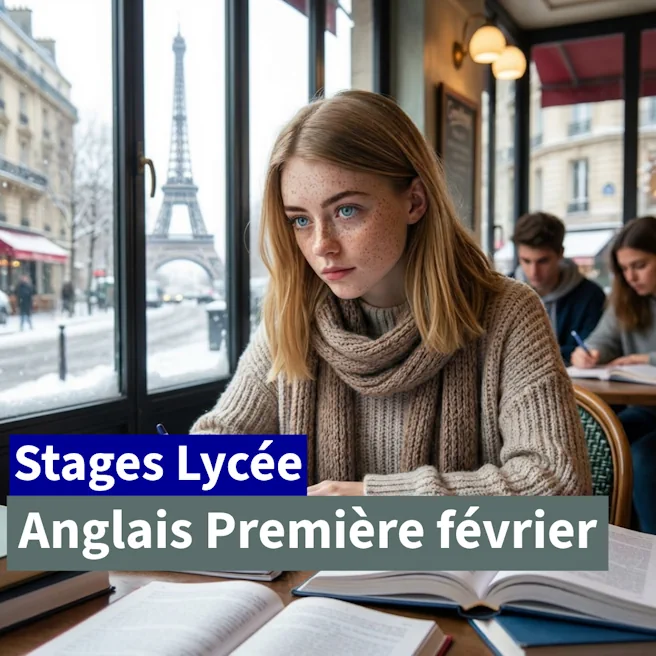 Stage anglais Première février à Ipécom Paris : élève de Première travaillant l’anglais pendant un stage intensif des vacances d’hiver