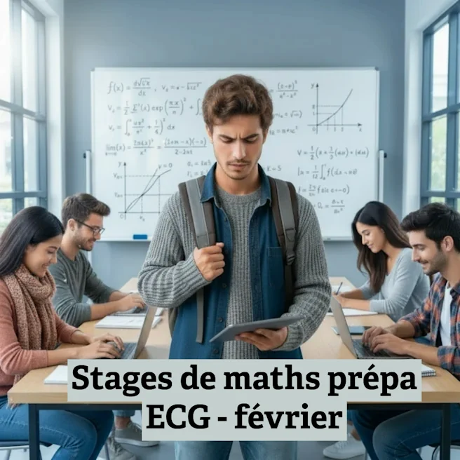 Étudiants en prépa ECG travaillant les mathématiques pendant un stage intensif de février à Ipécom Paris
