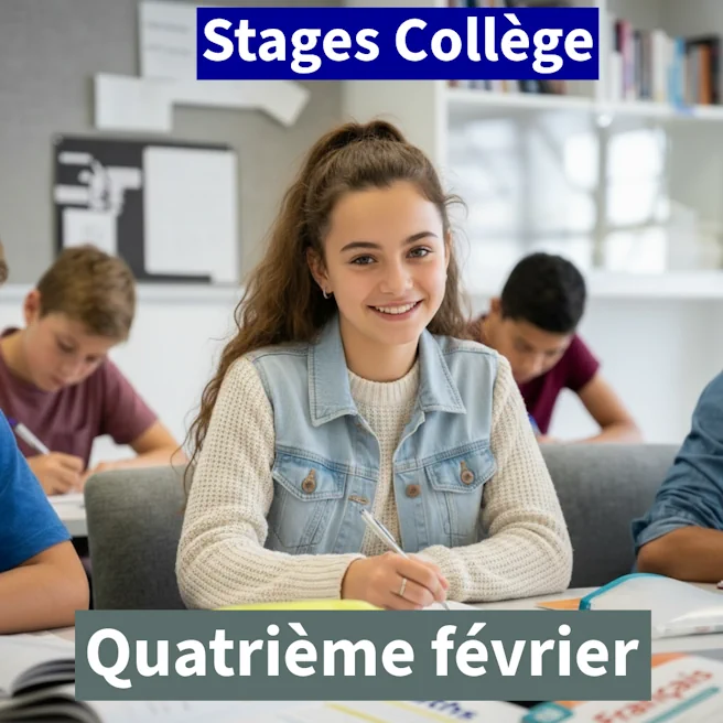 Stage Quatrième février à Ipécom Paris : élève de 4e en révision pendant un stage intensif d’hiver