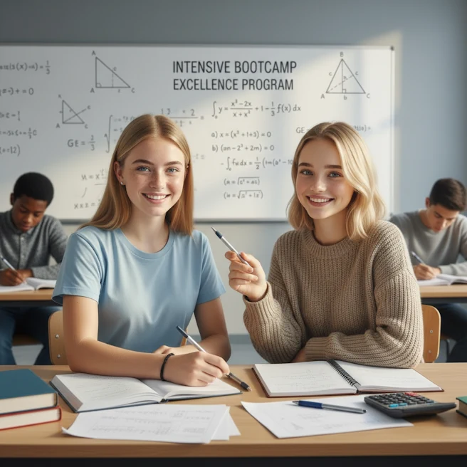 Stages intensifs pour lycéens à Ipécom Paris avec élèves en révision en classe.