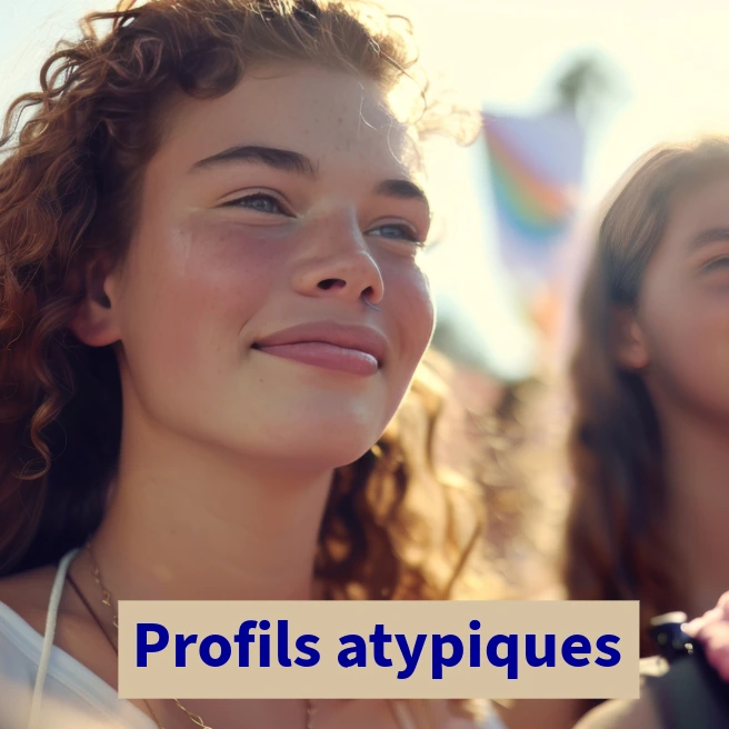 Deux adolescentes regardant vers l’avenir, illustrant les profils atypiques et la réussite scolaire à Ipécom Paris.