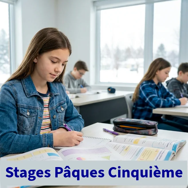 Élèves de Cinquième en salle de classe travaillant en mathématiques pendant un stage intensif de Pâques à Ipécom Paris.