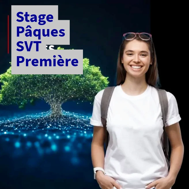 Élève de Première souriante devant une illustration scientifique d’arbre numérique – stage intensif SVT Pâques 2026 à Paris 16e