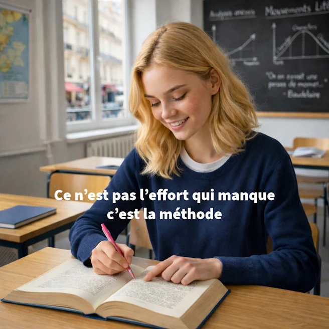 Élève en train de relire un cours, illustration des difficultés de mémorisation et de révision.